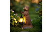 Outdoor Otter Figurine with Lantern Resin Otter Statue with Lantern Weather-Resistant Solar Garden Statue Waterproof for Gardeners, Nature Lovers, Patio, Flower Bed, Walkway