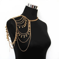Layered Tassel Ball Shoulder Chain Body Chain