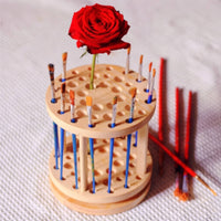 Rotating Brush Holder Wood Wooden Brush Stand Round Pen Holder for Painters, Crafters, Art Studio, Desk, Craft Room