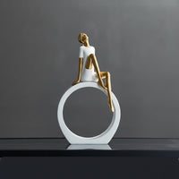 Modern Reading Woman Figurine Minimalist Reading Figurine Sculptural Sculpture with Circlet Base Tabletop for Readers, Art Lovers, Bookshelf, Living Room, Office, Study