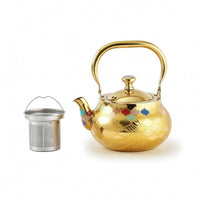 Teapot with Stainless Steel Infuser Patterned Teapot with Infuser Removable Tea Maker for Hosts