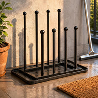 Black Metal Boot Rack Sturdy Upright Boot Stand Space-Saving