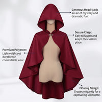 Medieval Hooded Cloak for Halloween Party Costume Cape for Men and Women, Unisex Full Length