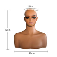 Mannequin Head with Shoulders Professional Hairpiece Display Head Realistic Female Mannequin Bust for Retail Stores