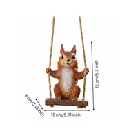 Swinging Squirrel Statue Weatherproof Squirrel on Swing Figurine Whimsical Accent Outdoor Decoration for Yard