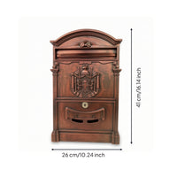 Wall-Mounted Mailbox with Lock Ornate Mail Drop Box Secure for Outdoor
