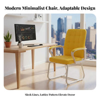 Quilted Sled Base Armchair Ergonomic Design Upholstered Sled Base Chair Reinforced Frame Business-Grade Grade for Clients