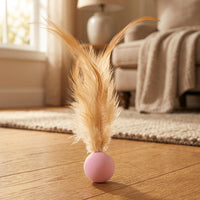 Cat Toys for Indoor Cats Adult with Rubber Bouncy Balls, Interactive Kitten Feather Toy for Kids, Single Pack Enrichment, Calming Hunting Toy