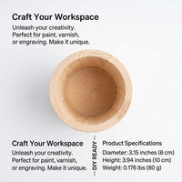 Desk Organizer for Home Office, Wooden Pencil Cup for Children, Round Pine Wood Stationery Holder for