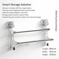 Closet and Bathroom Towel Bar with Hanging Rack, Stainless Steel Double Bar Wall Mounted Design for Apartment Living