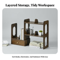 Expandable Bookrack Space Saving Adjustable Desk Hutch versatile for Hobbyists