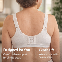 Sleep Bra with Wide Shoulder Straps for Mature Women, Full Coverage Comfort Design with Three Row Hook Closure, Non Wired Loungewear Style