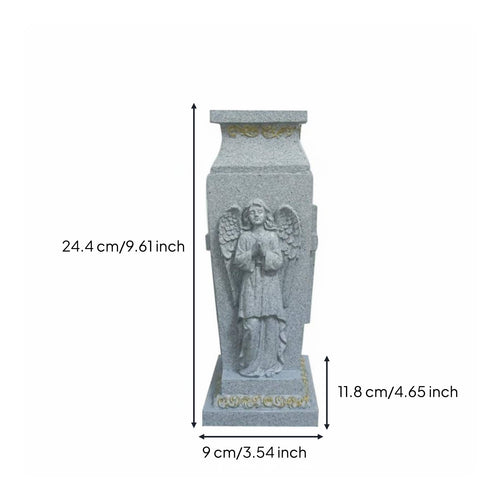 Angel Cross Vase Outdoor Safe Grave Flower Insert Stone Look for Garden