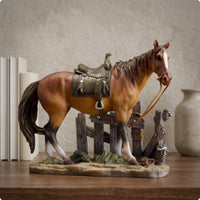 Fence Base Horse Figurine Molded Details Home Decor Textured Ground for Shelf