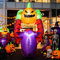 Inflatable Pumpkin Monster Freestanding Pumpkin Monster with Wings Inflatable Jack-O'-Lantern Festive for Homeowners, Garden
