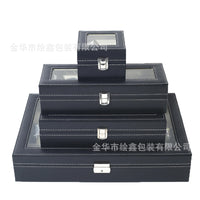 Leather Watch Box with Transparent Window, 10-Slot, Black