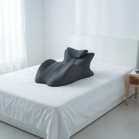 Memory Foam Prone-Sleeping Pillow Recessed Channel Sleep Accessory Two-Tone Gray
