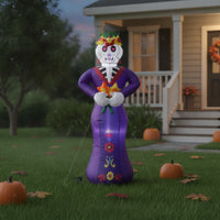 Festive Skeleton Figure with Dress Spooky Inflatable Skeleton Big Halloween Inflatable Inflate for Homeowners, Party Hosts, Yard, Lawn, Porch