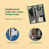 Stainless Steel Washing Machine Tap, doubleFunction Angle Valve, Double Control, 1 In 2 exit exitlet, Easy Installation, Bathroom Utility