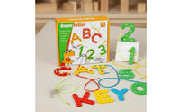 Early Learning Number and Letter Threading Toy Develops Fine Dexterity Skills Educational Stringing Beads Set Hand-Eye Coordination Wooden Alphabet Lacing Cards Cognitive Development for Toddlers, Preschoolers, Kids 3+