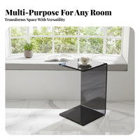C-Shaped Side Table Transparent Look C-Shaped Table Multi-Purpose for Bay Window