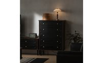 Solid Wood Five-Drawer Chest Sturdy 5-Drawer Dresser Space-Saving Storage Cabinet with Drawers Compact for Bedroom