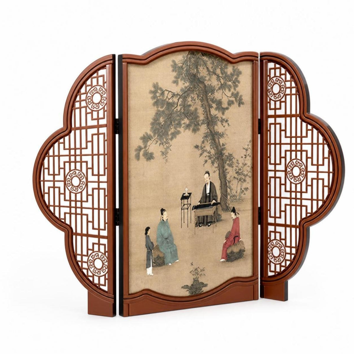 Traditional Chinese Desktop Decorative Screen Asian-Inspired Tabletop Folding Screen Oriental Panel Divider Miniature for Home Decorators, Collectors, Entryway, Bookshelf