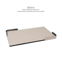 Modern Luxury Metal Handle Tray with Leather Decorative Plate