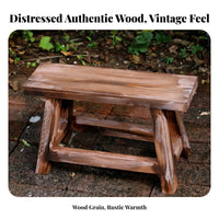 Small Four-Legged Pedestal Distressed Finish Plant Stand Retro Design for Patio