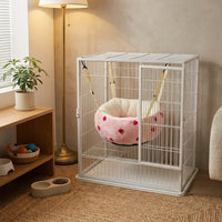 Hanging Cat Bed and Hammock Bed, Soft Cloth Cat Hammock Swing with Rope Mount, Indoor Cage Accessory for a Sunbathing Pet to Lounge and Sleep