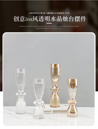 现代简约高级感水晶透明几何烛台装饰摆件书房酒店餐厅家居装饰品