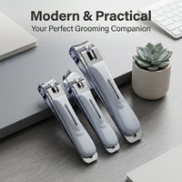 Professional Nail Trimmer Set Stainless Steel for Adults, Travel Grooming Kit with Angled and Straight Clippers Manicure
