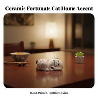 Fortunate Cat Chopstick Holder Multi-Functional Ceramic Cat Chopstick Rest Maneki-Neko Utensil Rest Cute Design Easy to Clean