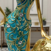 Leopard Lady Figurine Gift African Lady Figurine Gold Accent for Hotel Lobby