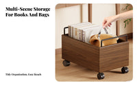 Rolling Book Crate Movable Organizer Bin With casters for Study Room, Homeowners