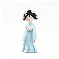 Elegant Resin Figurine Serene Woman Figurine with Robe Graceful Statuette Compact for Collectors