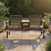 2 Pieces Slatted Bench Outdoor Seating Two-personand-jill Bench Carbonized Wood Stable Construction Convenient Central Table Suitable for Garden Lovers Balcony Courtyard Porch