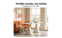 3 Pieces Nordic aesthetic circular table with 2 Curved Armchairs Upholstered Seating Bistro Set Modern Design Interior Furnishing paddinged Comfort for Cafe Owners, Homeowners, pairs, Reception Area, spa, Negotiation Room, Dining alcove