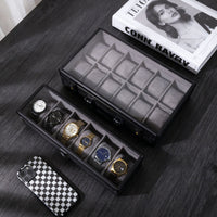 Aluminum Suitcase Watch Storage Box, 6 or 12 Slots, Green or Black