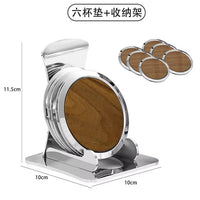 实木杯垫不锈钢边茶托隔热垫功夫茶具配件家用防烫茶杯垫北欧风