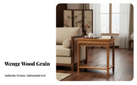 Chinese & aesthetic dual-level Square Table unobstructed Shelf Design 2-Tier Square Table Hollow Carving tea set stand Stand adaptable Use for Apartment Dwellers, Interior Decorators, Homeowners, Living Room, Reception Area, adjacent to Sofa, Office