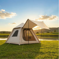 Quick Setup Inflatable Tent with Awning Heavy Duty Air Tent with Canopy Breathable Inflatable Cabin Spacious for Families