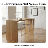 Clear rearrest Bar Stool Nordic & design Counter Chair Transparent rear Easy to Clean for Homeowners, Restaurant Owners, Lounge