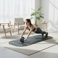 Non-Slip Exercise Mat with Alignment Lines Floor-Protecting Ab-Wheel Training Mat Cushioned for Home Gym, Indoor Workouts