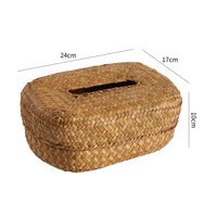 Handmade Straw Tissue Box Vintage Design Seagrass Napkin Holder Multi-Purpose