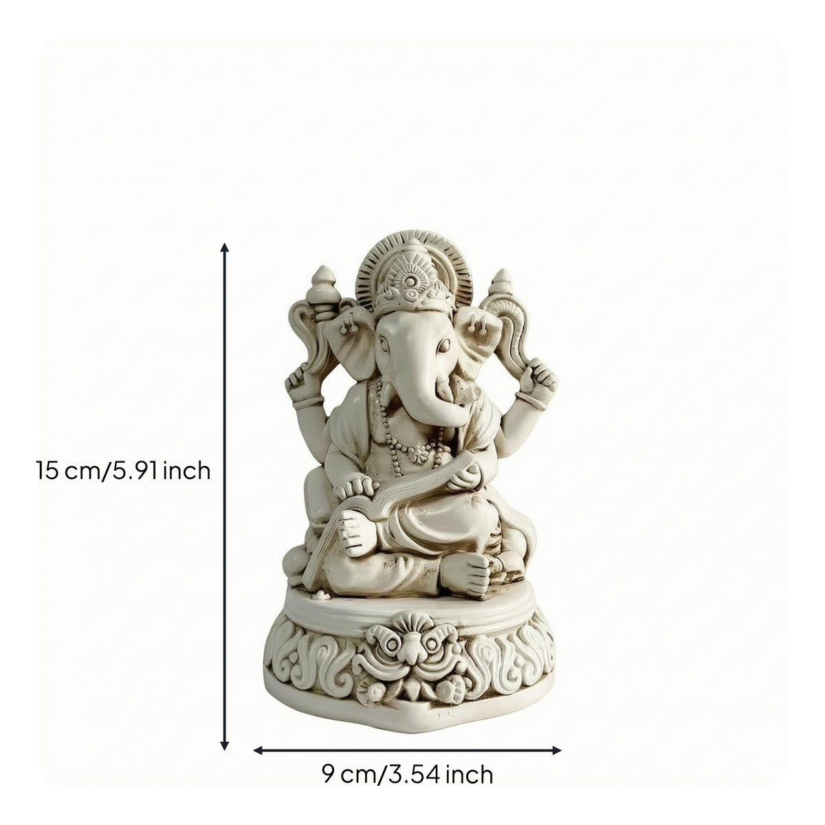 Elephant Deity Figurine Raised Scrollwork Seated Elephant Statue