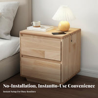 Wooden Nightstand with Drawer Mortise and Tenon Joint Bedside Table for Bedroom
