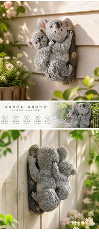 Mother and Baby Koala Climbing Tree Branch Wall Hanging Resin Ornament
