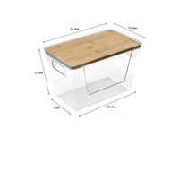 2 Pieces Multi-Purpose Bamboo Lid Storage Box Easy to Clean Plastic Bin with Bamboo Lid Shatter-Resistant for Cabinet