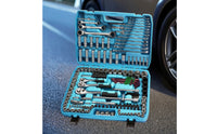 Organized Automotive Tool Set Compact Socket Set with Ratchet Portable Tools Metric for Car Owners, Mechanics, DIYers, Garage, Roadside Emergency, Workshop
